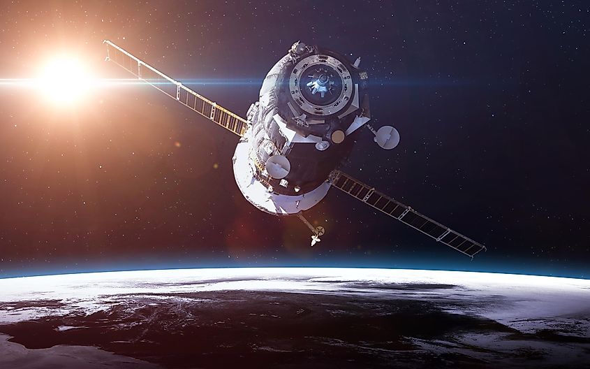 A Soyuz spacecraft orbiting Earth