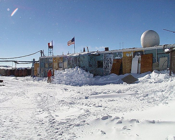 Vostok Station on the Antarctic ice sheet.