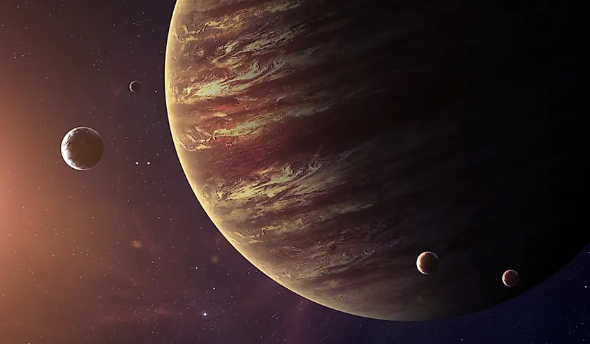 Jupiter is even more dense than Saturn. Via Shutterstock / Vadim Sadovski