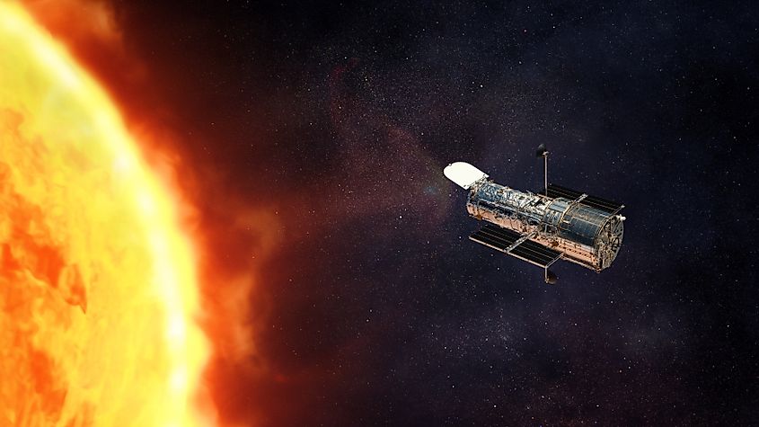 The Hubble Space Telescope near the Sun.