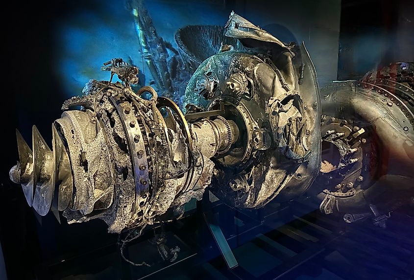 Saturn V F-1 Rocket Engine Remains from Apollo 11 (Credit: jurvetson, CC BY 2.0, via Wikimedia Commons) https://creativecommons.org/licenses/by/2.0