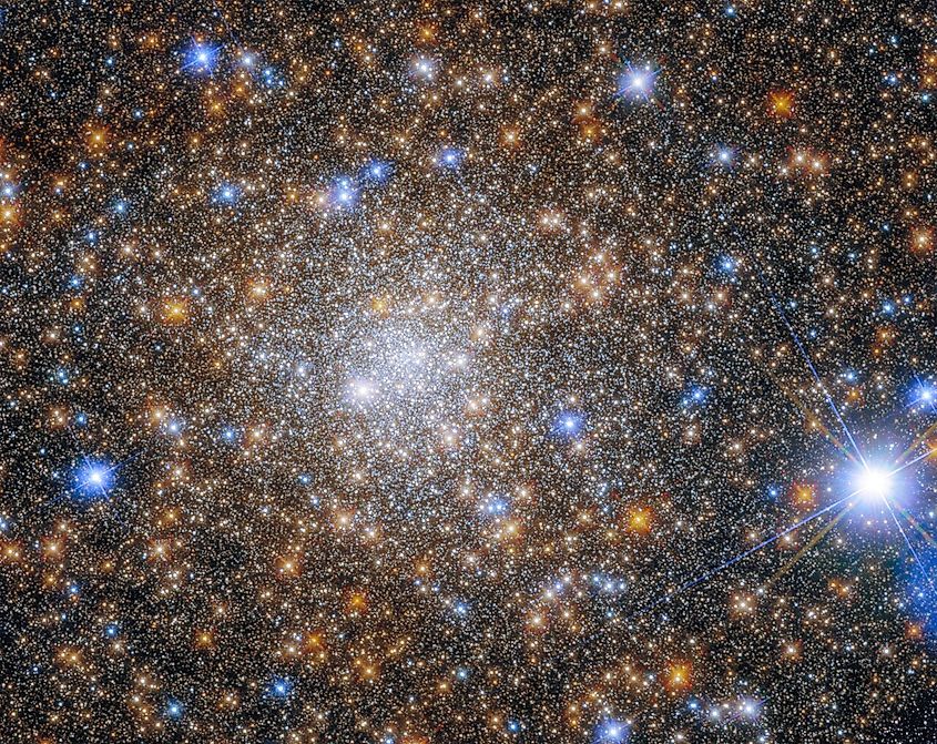 A star cluster photographed in deep space.