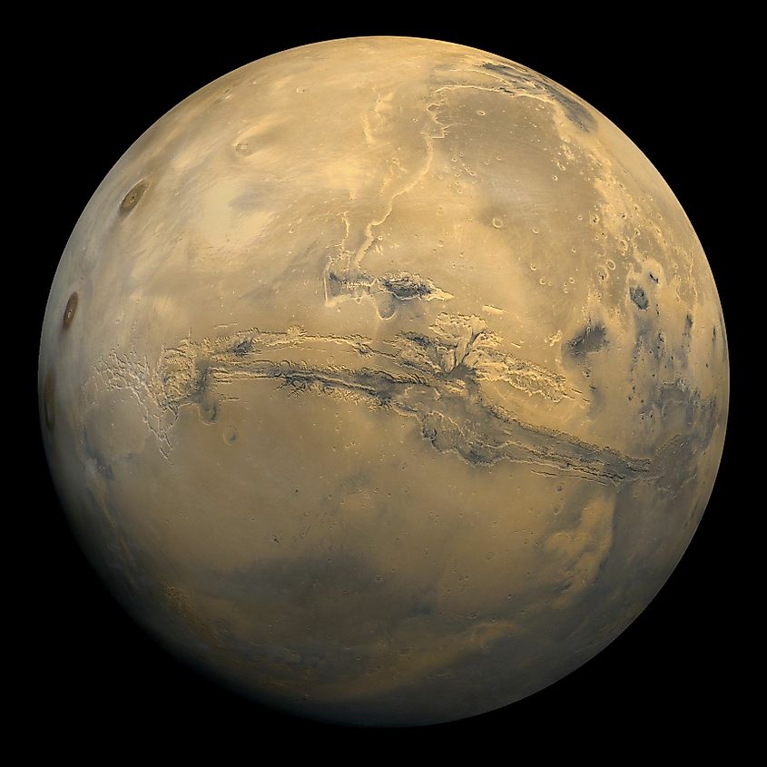 Image of Mars. Credit: Mars_Valles_Marineris.jpeg: NASA picturederivative work: Lošmi, Public domain, via Wikimedia Commons