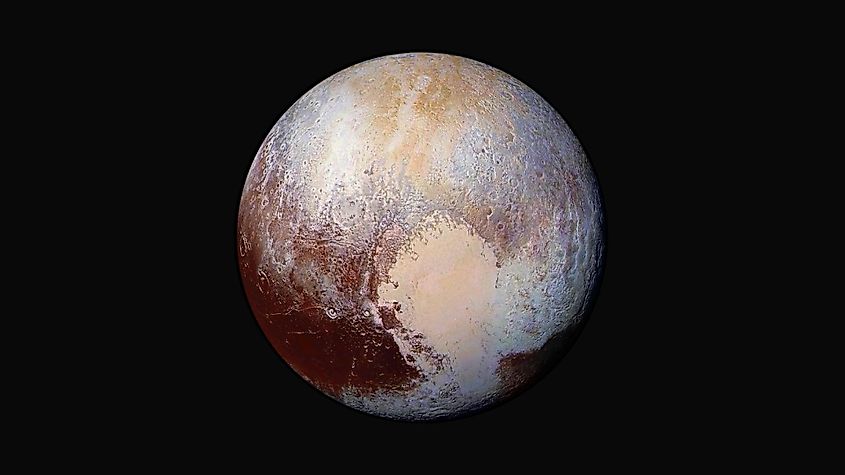Enhanced color image of Pluto generated from New Horizons observations