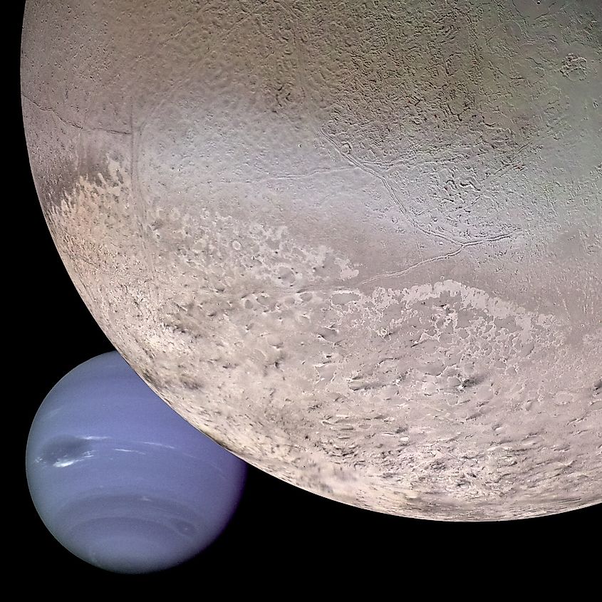 Neptune and its captured moon, Triton.