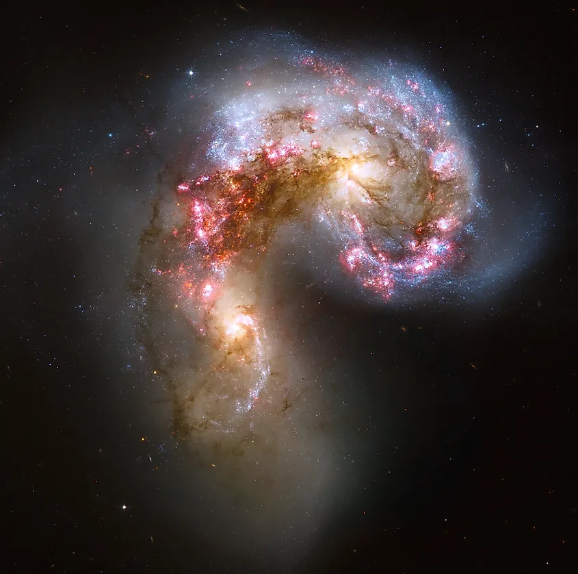 Hubble image of two galaxies merging. Credit: NASA, ESA, and the Hubble Heritage Team (STScI/AURA)-ESA/Hubble Collaboration, Public domain, via Wikimedia Commons