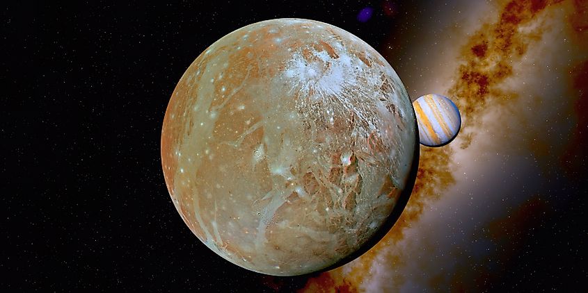 Ganymede Jupiter Moon 3d illustration. Image credit: Catmando / Shutterstock.com