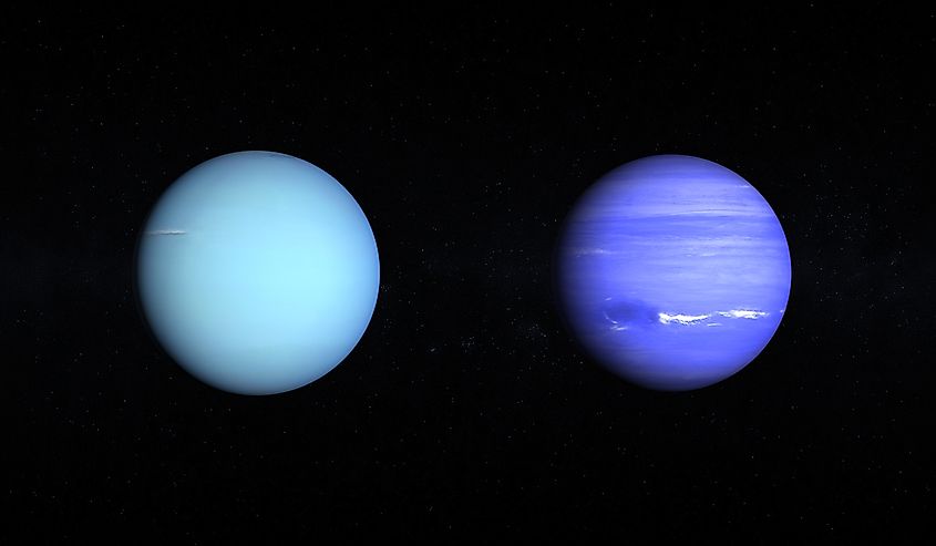 Uranus and Neptune, the solar system's ice giants.