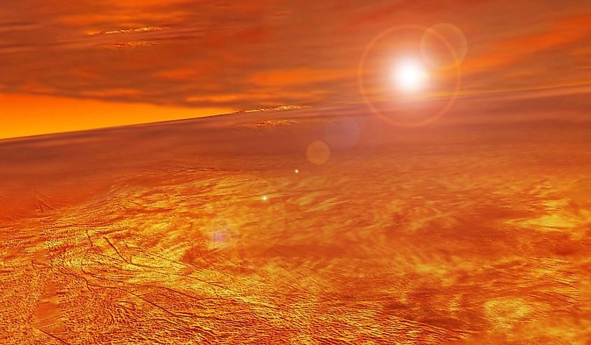 The surface of the planet Venus. Elements of this image furnishing NASA. Via Shutterstock / Artsiom P