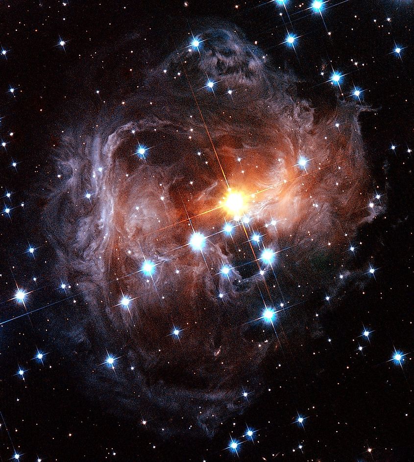A bright star photographed in deep space.