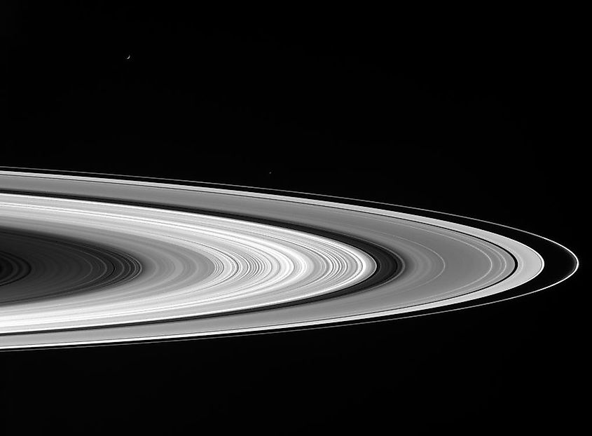 Saturn's rings lit by sunlight in an image from the Cassini orbiter