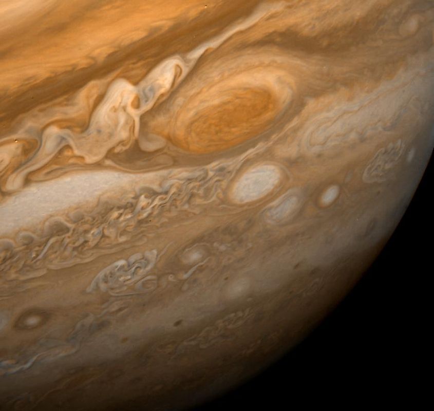 The Great Red Spot photographed by the Voyager 1 spacecraft