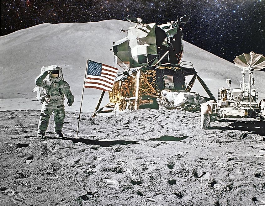 Apollo 11 lands on the moon. Via Shutterstock / Castleski
