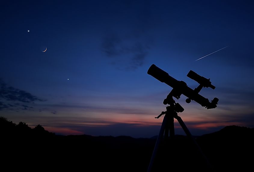 A telescope pointed at the night sky