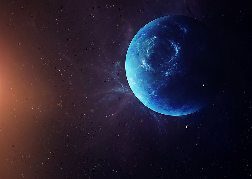 Illustration of the deep-blue ice giant Neptune.