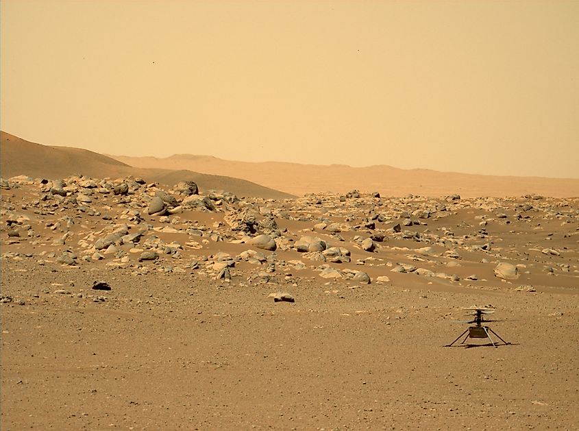 The Martian surface photographed by the Perseverance rover.