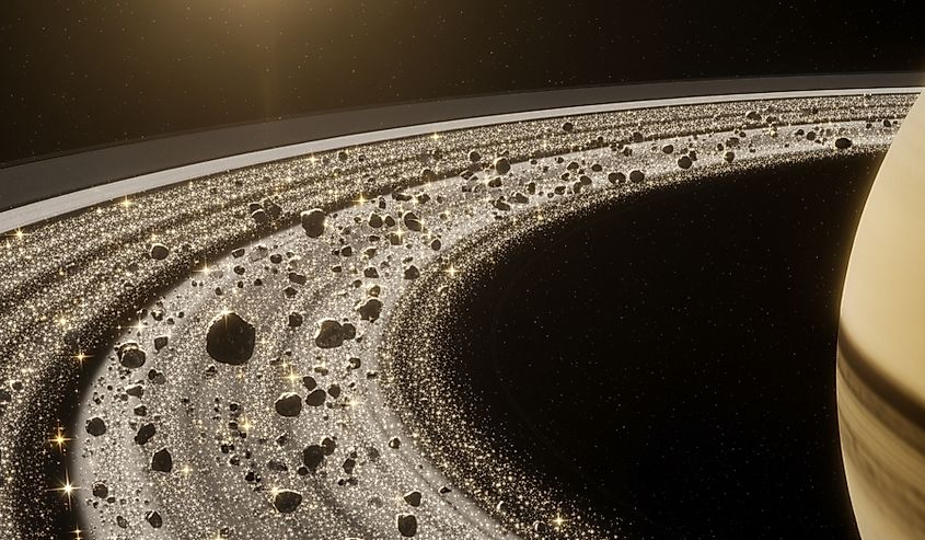 A close up of Saturn's icy rings. Via Shutterstock / Fatima Iftikkhar 12