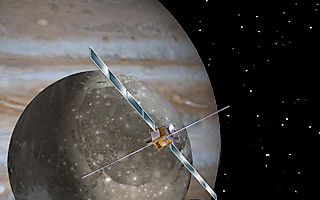 Artist's concept of the proposed JUICE mission to the Jupiter system. (Europa_Jupiter_System_Mission_artist_concept.jpg: NASA/JPLderivative work: Mirecki, Public domain, via Wikimedia Commons)