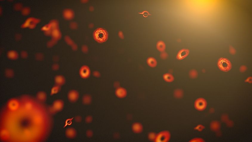 This artist's concept takes a fanciful approach to imagining small primordial black holes.