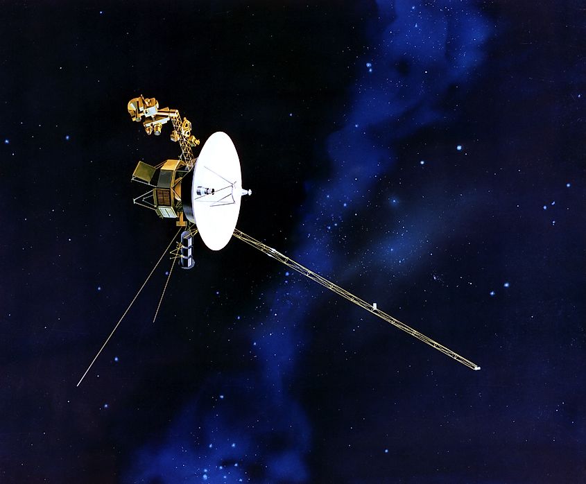 Artist's rendering of the Voyager spacecraft. Editorial credit: NASA/JPL, Public domain, via Wikimedia Commons