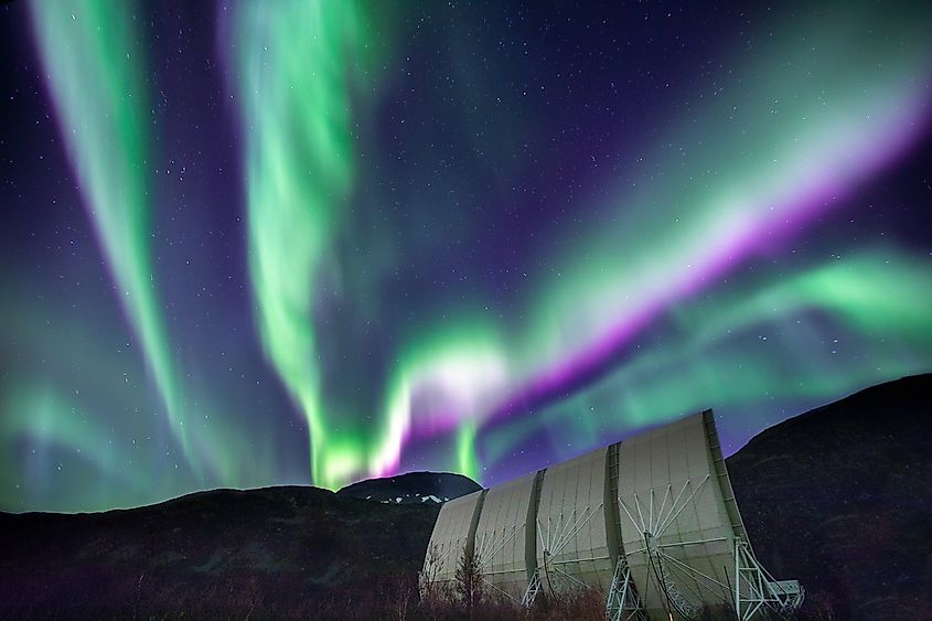 Satellite with aurora