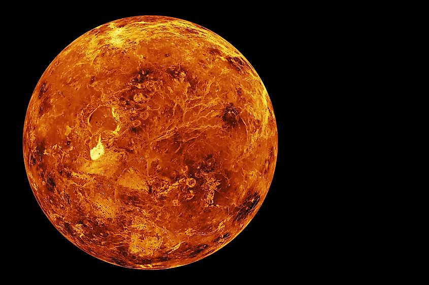The planet Venus under its dense, unbroken cloud cover.