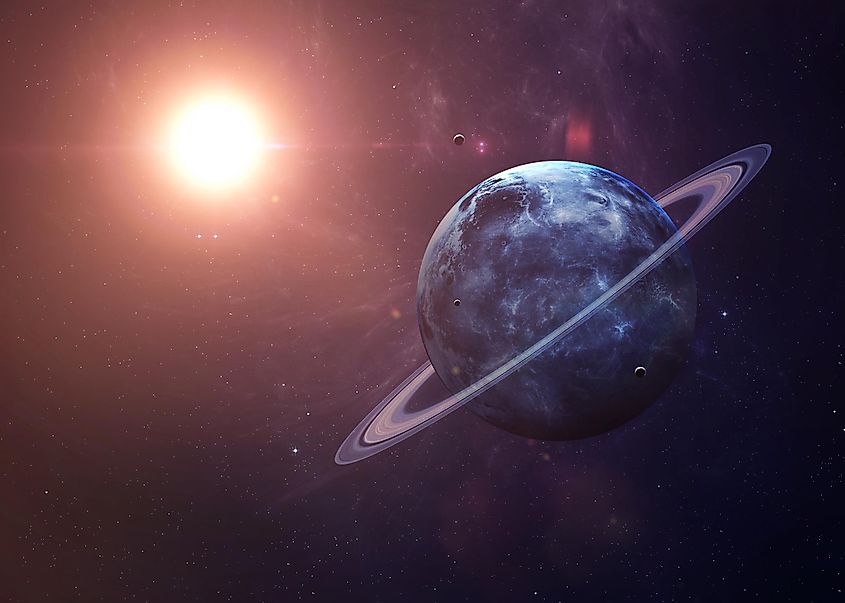 Uranus, the planet with the coldest atmosphere in the solar system, showing its pale blue-green color