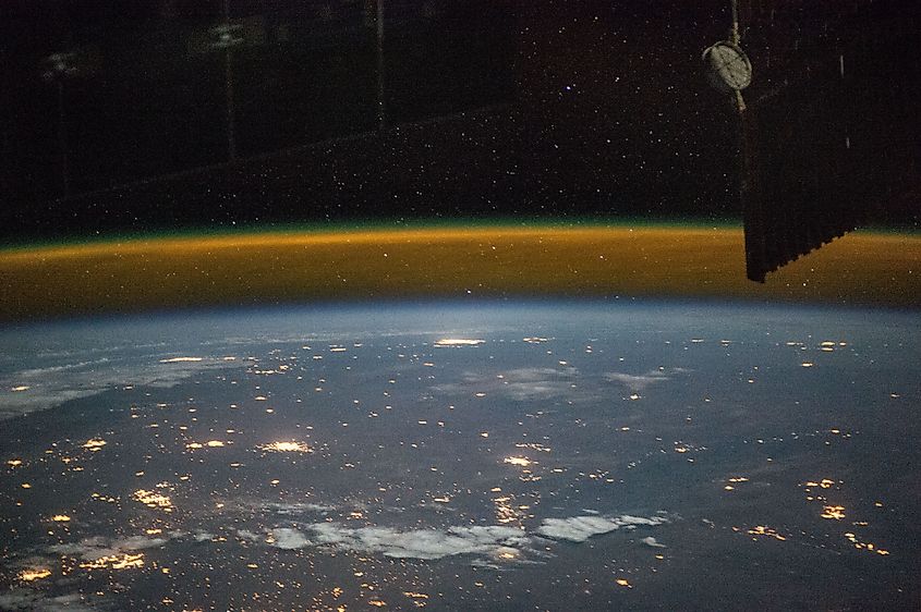 Earth's atmosphere seen edge-on from orbit. Earth Science and Remote Sensing Unit, Lyndon B. Johnson Space Center, public domain.