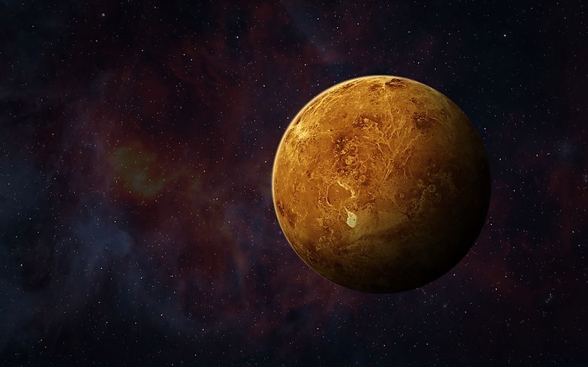 View of planet Venus from space. Space, nebula and planet Venus. This image elements furnished by NASA.