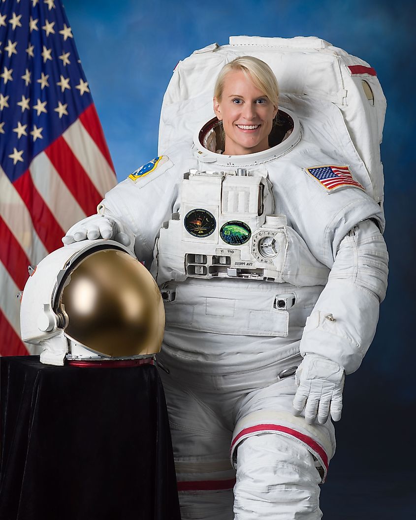 Official NASA Astronaut Portrait in EMU, Kate Rubins. 
