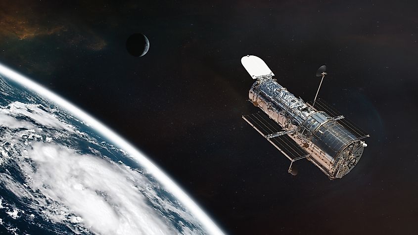 The Hubble Space Telescope in orbit.
