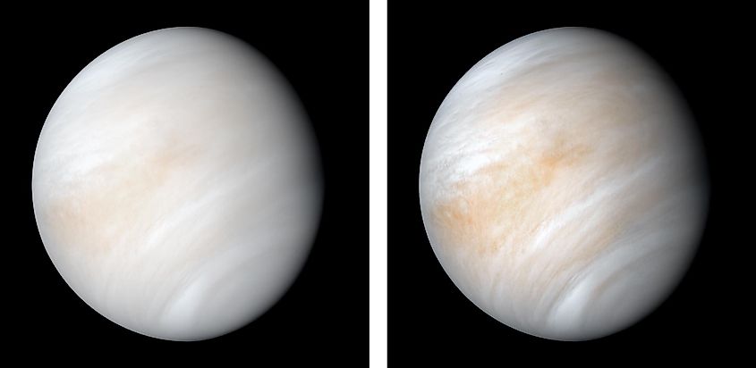 Venus wrapped in dense clouds, photographed by NASA's Mariner 10 spacecraft