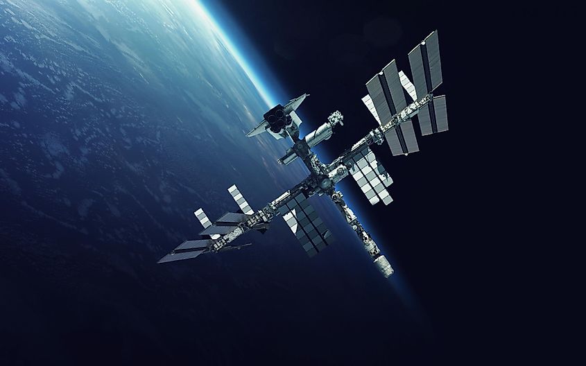 The International Space Station looking over Earth.